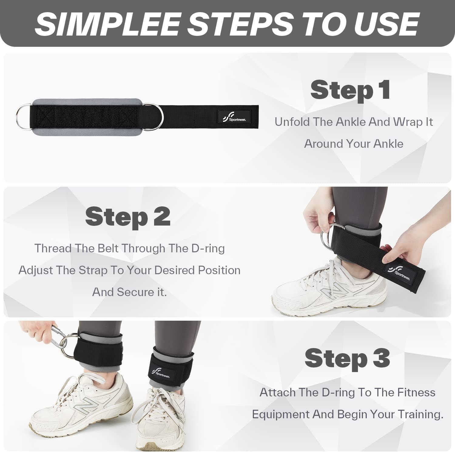 image:imageAnkle Strap for Cable Machine Women Cable Kick Back Ankle Straps Sportneer Adjustable Ankle Straps Pair for Leg Extensions Booty Hip Abductors Kickbacks Glute Workouts in Home and Gym