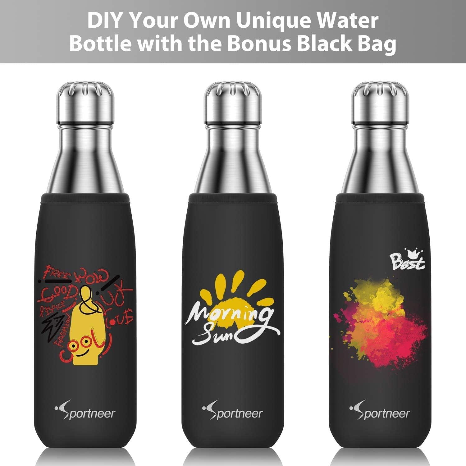 image:imageFlask Water Bottles Sportneer 17oz Insulated Stainless Steel Water Bottle Reusable Double Walled Metal Bottle Cola Shape Thermos LeakProof 24 Hours Cold 12 Hours Hot for Travel Hiking 500ml Silver