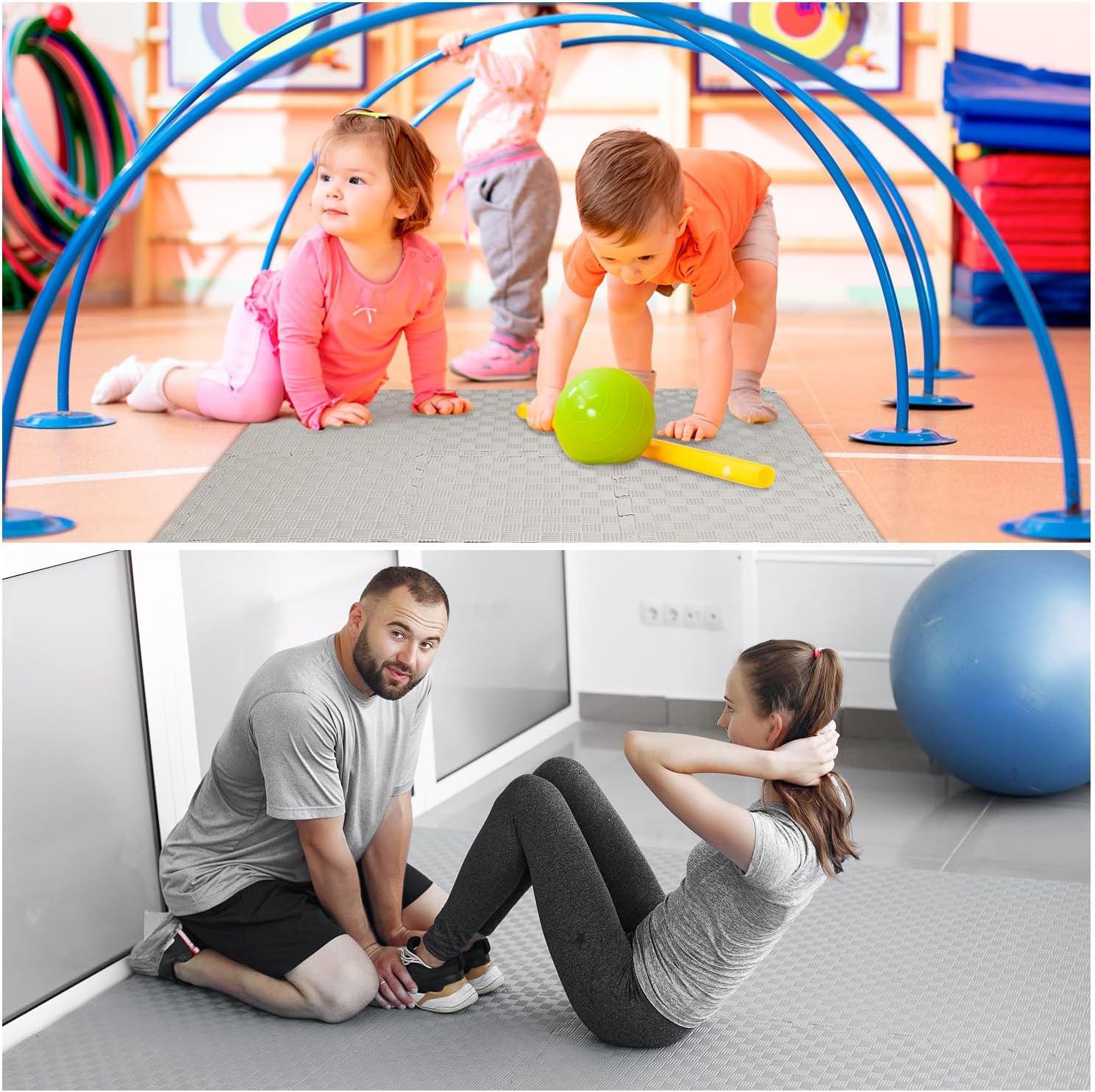 image:imageGym Flooring Puzzle Exercise Mats Sportneer 12 Thick 12 x 12 Interlocking Floor Mats EVA Foam Exercise Tiles for Home Gym Fitness Equipments with Border Waterproof Workout AntiSlip Mat 12 Sqft