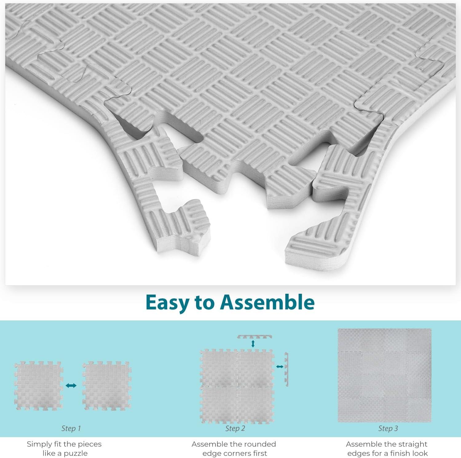 image:imageGym Flooring Puzzle Exercise Mats Sportneer 12 Thick 12 x 12 Interlocking Floor Mats EVA Foam Exercise Tiles for Home Gym Fitness Equipments with Border Waterproof Workout AntiSlip Mat 12 Sqft
