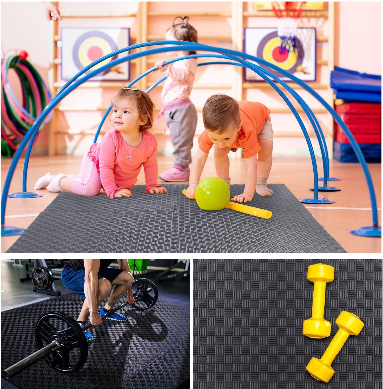 image:imageGym Flooring Puzzle Exercise Mats Sportneer 12 Thick 12 x 12 Interlocking Floor Mats EVA Foam Exercise Tiles for Home Gym Fitness Equipments with Border Waterproof Workout AntiSlip Mat 12 Sqft174 Sqft