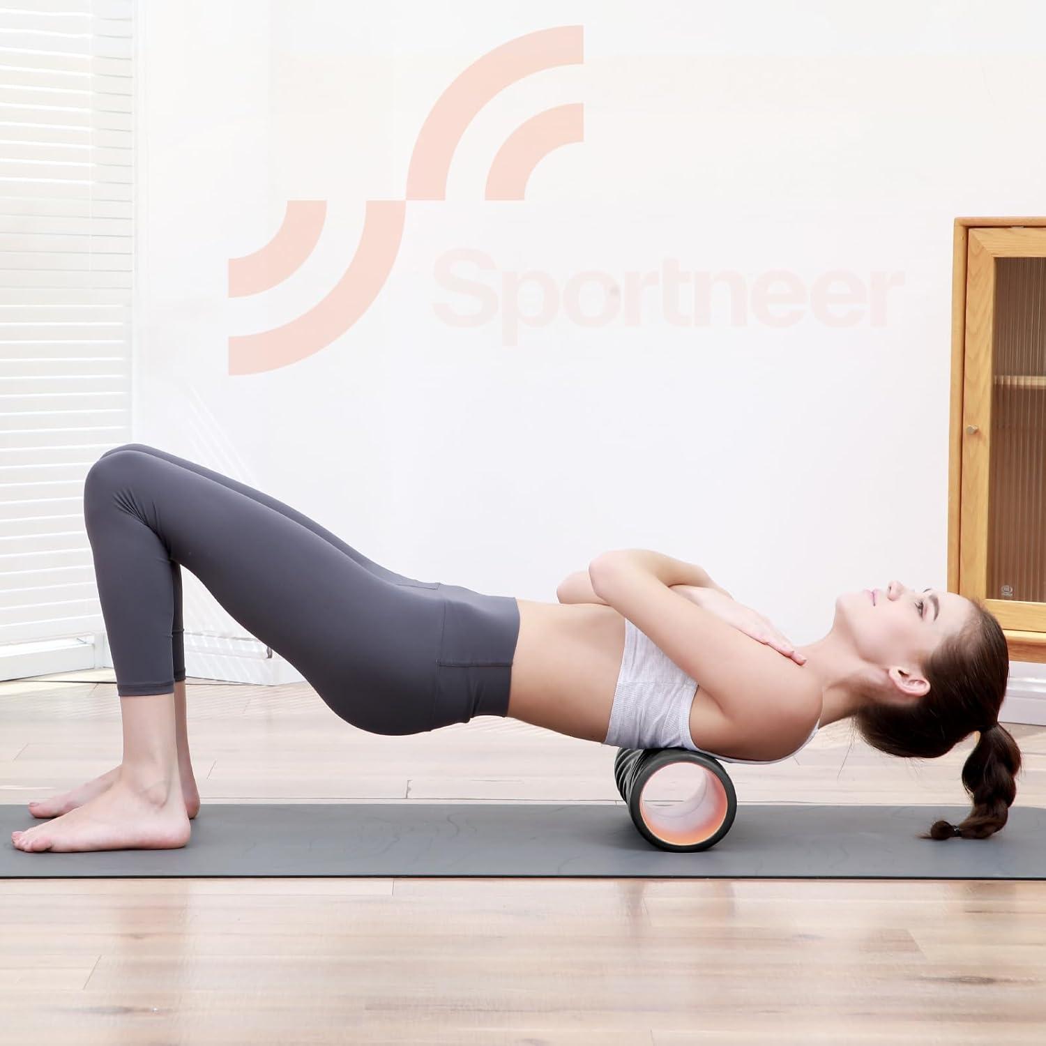 image:imageSportneer 4 in 1 Foam Roller Set Dual Textures Foam Roller Foot Roller Lacrosse Ball Traction Massage Ball with String Deep Massage Roller for Whole Body Release Physical Therapy Black
