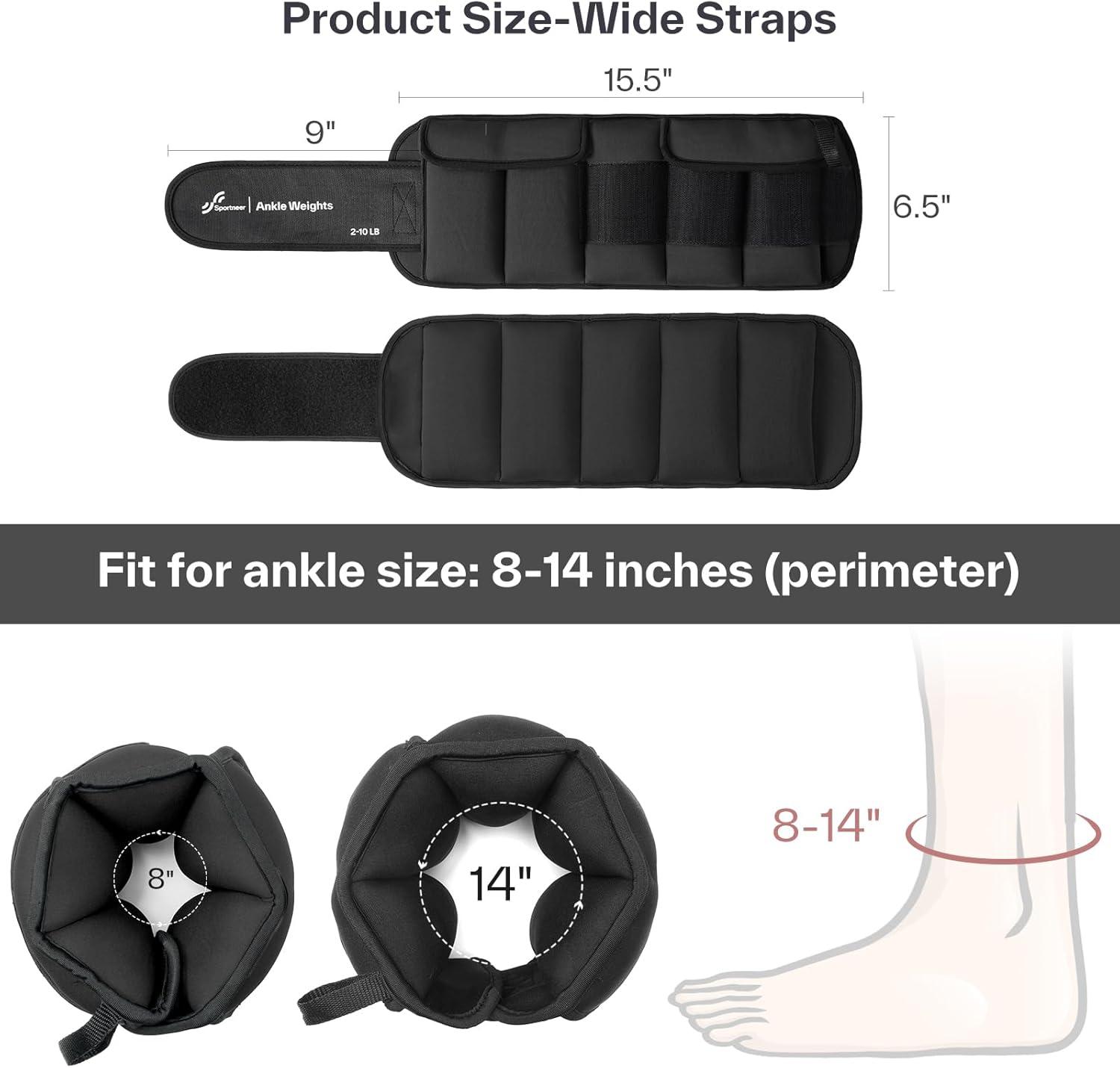 image:imageSportneer Adjustable Ankle Weights for Women and Men 1 Pair of 4 8 12 16 20 LBS Heavy Weighted Leg Weights with Adjustable Straps Strength Training Weights for Yoga Aerobics Gym Fitness Workout