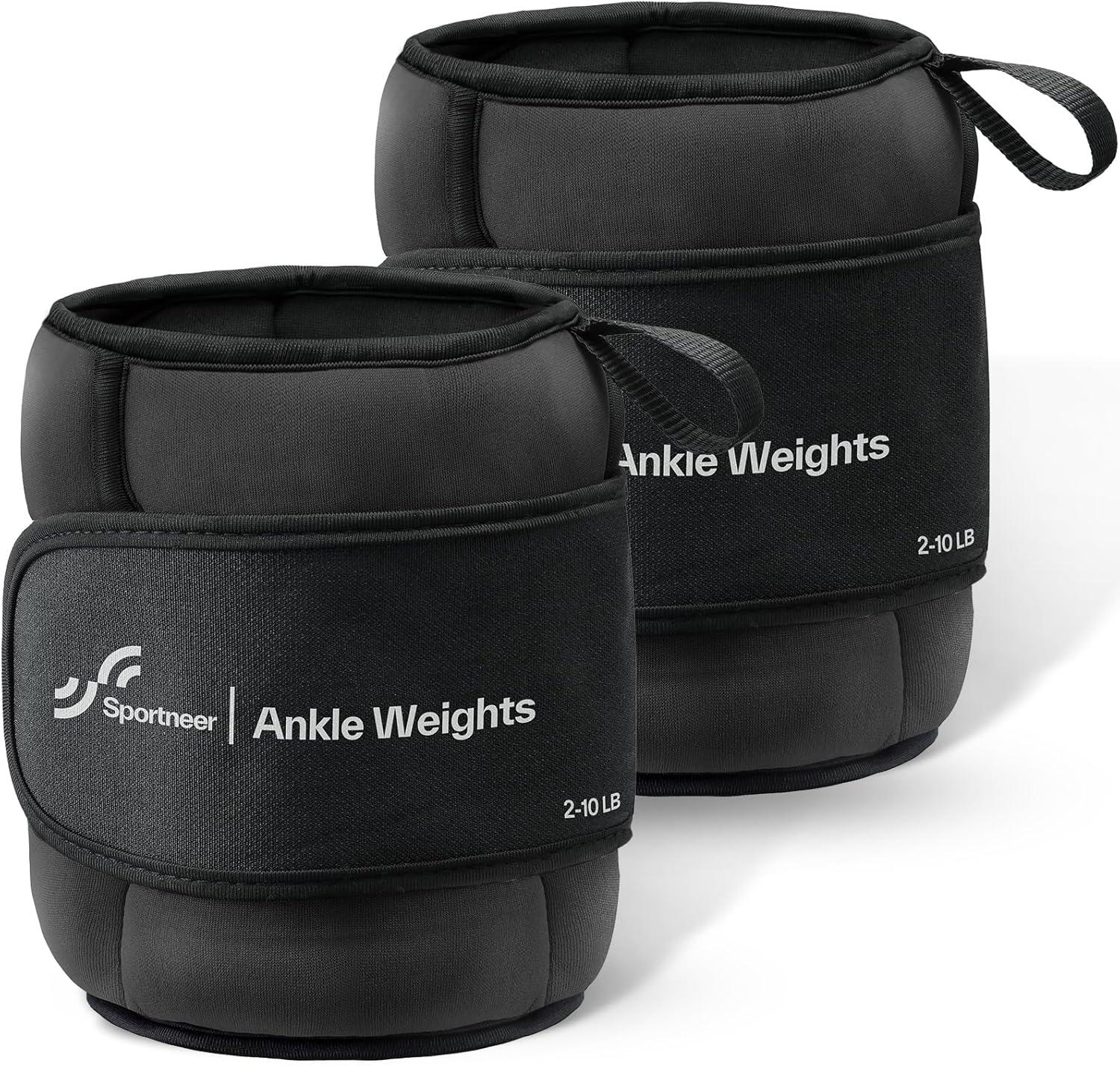 image:imageSportneer Adjustable Ankle Weights for Women and Men 1 Pair of 4 8 12 16 20 LBS Heavy Weighted Leg Weights with Adjustable Straps Strength Training Weights for Yoga Aerobics Gym Fitness Workout