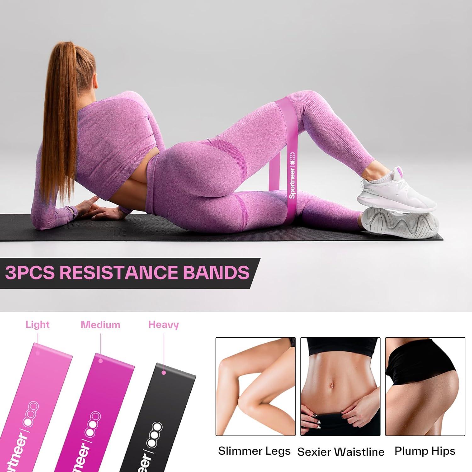 image:imageSportneer Barbell Pad Set 10 Pcs Squat Pad for Hip Thrusts Lunges Leg Day Standard Olympic Bars with 2 Ankle Straps 2 Lifting Straps 3 Resistance Bands Barbell Pad Workout Poster and Carry Bag