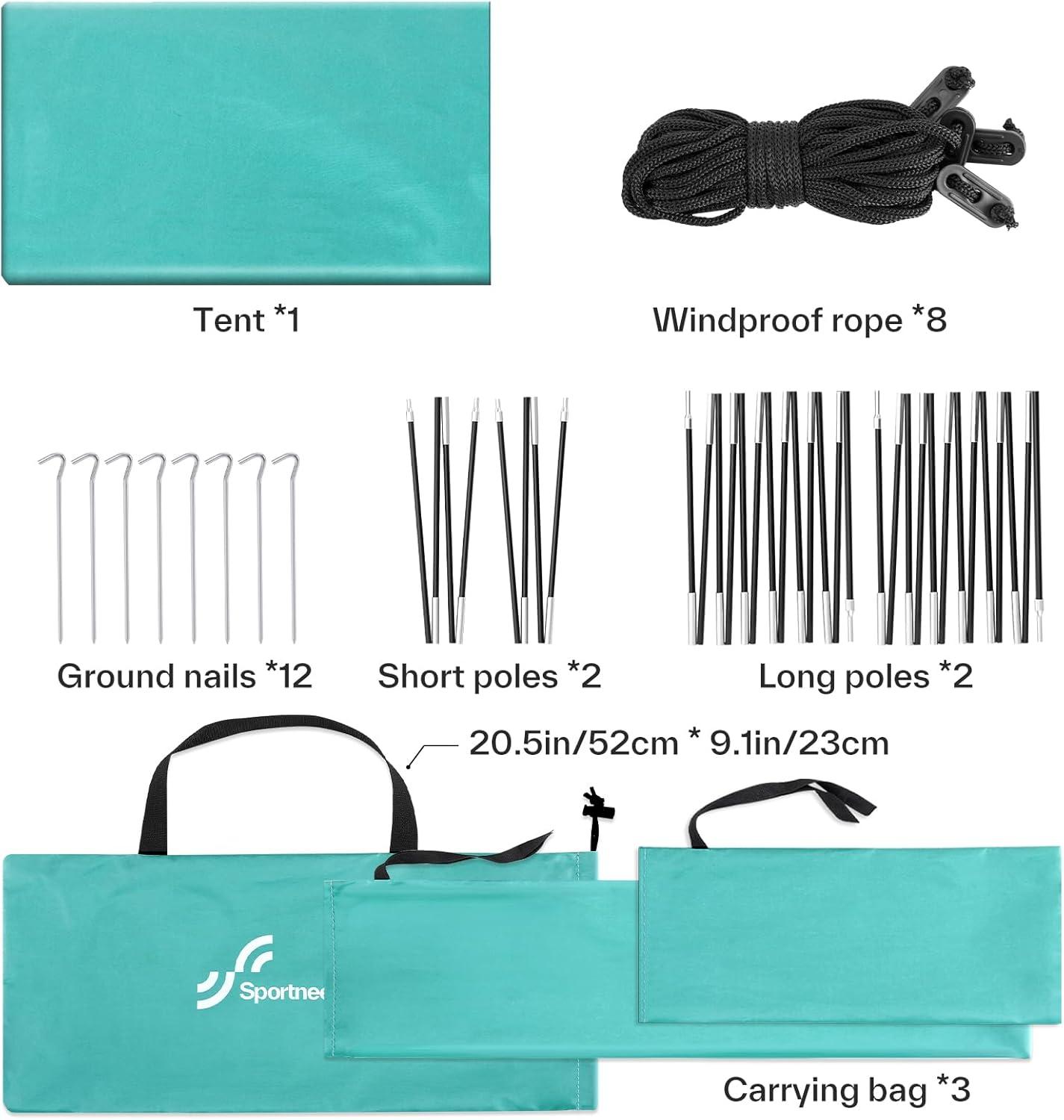 image:imageSportneer Beach Tent Sun Shelter UPF 50 UV Protection Beach Canopy Tent Sun Shade for 23 Person Easy Set Up Canopy with 8 Wind Ropes and 12 Ground Stakes Size 965x557Turquoise