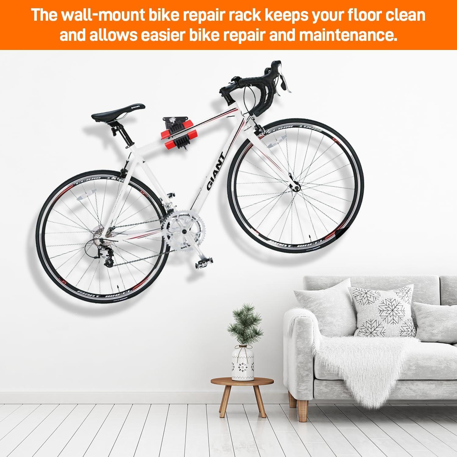 image:imageSportneer Bike Repair Stand 360 Rotatable Wall Mounted Removable Bike Clamp Adjustable Home Bicycle Maintenance Stand with 2 Mounting Plates for Diameter of 116 Bicycle