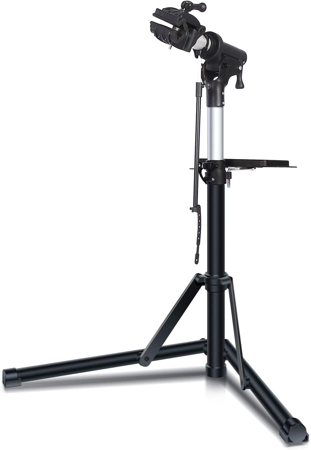 image:imageSportneer Bike Repair Stand Height Adjustable Bike Work Stand with Magnetic Tool Tray 360 Rotatable Bicycle Stand with Multiple Quick Release for Home Bicycle Mechanic Foldable Max Load 60lbsBlack