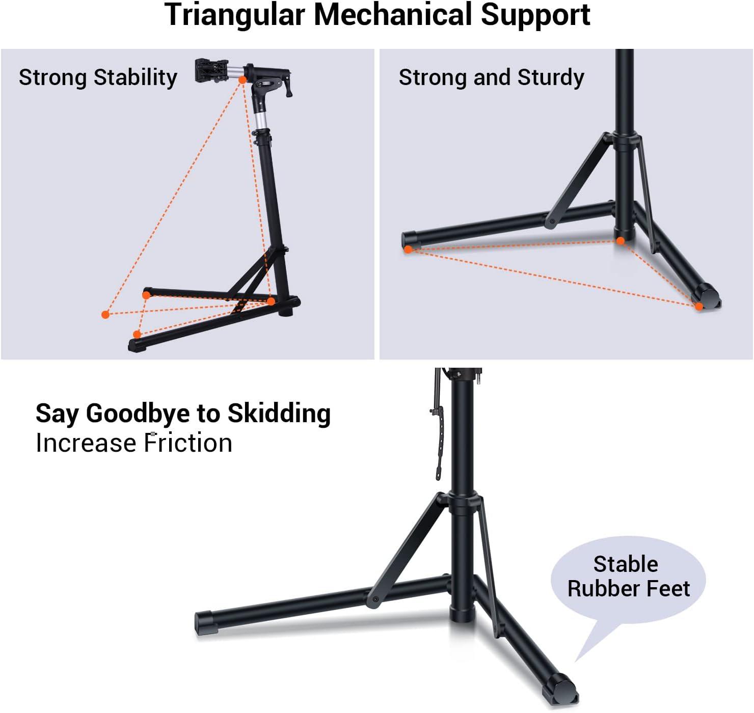 image:imageSportneer Bike Repair Stand Height Adjustable Bike Work Stand with Magnetic Tool Tray 360 Rotatable Bicycle Stand with Multiple Quick Release for Home Bicycle Mechanic Foldable Max Load 60lbsBlack