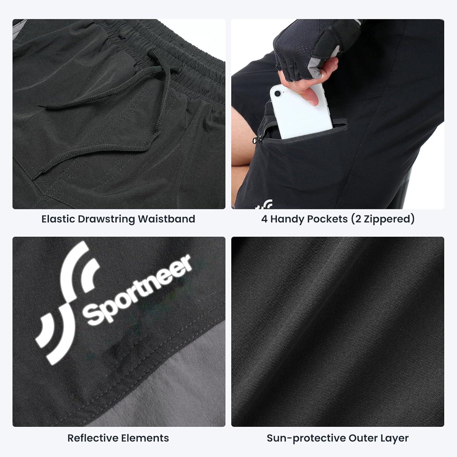 image:imageSportneer Bike Shorts for Men 3D Padded Lightweight Riding Biking Cycling Mountain Bike Shorts for Men with Zipper PocketsBlack