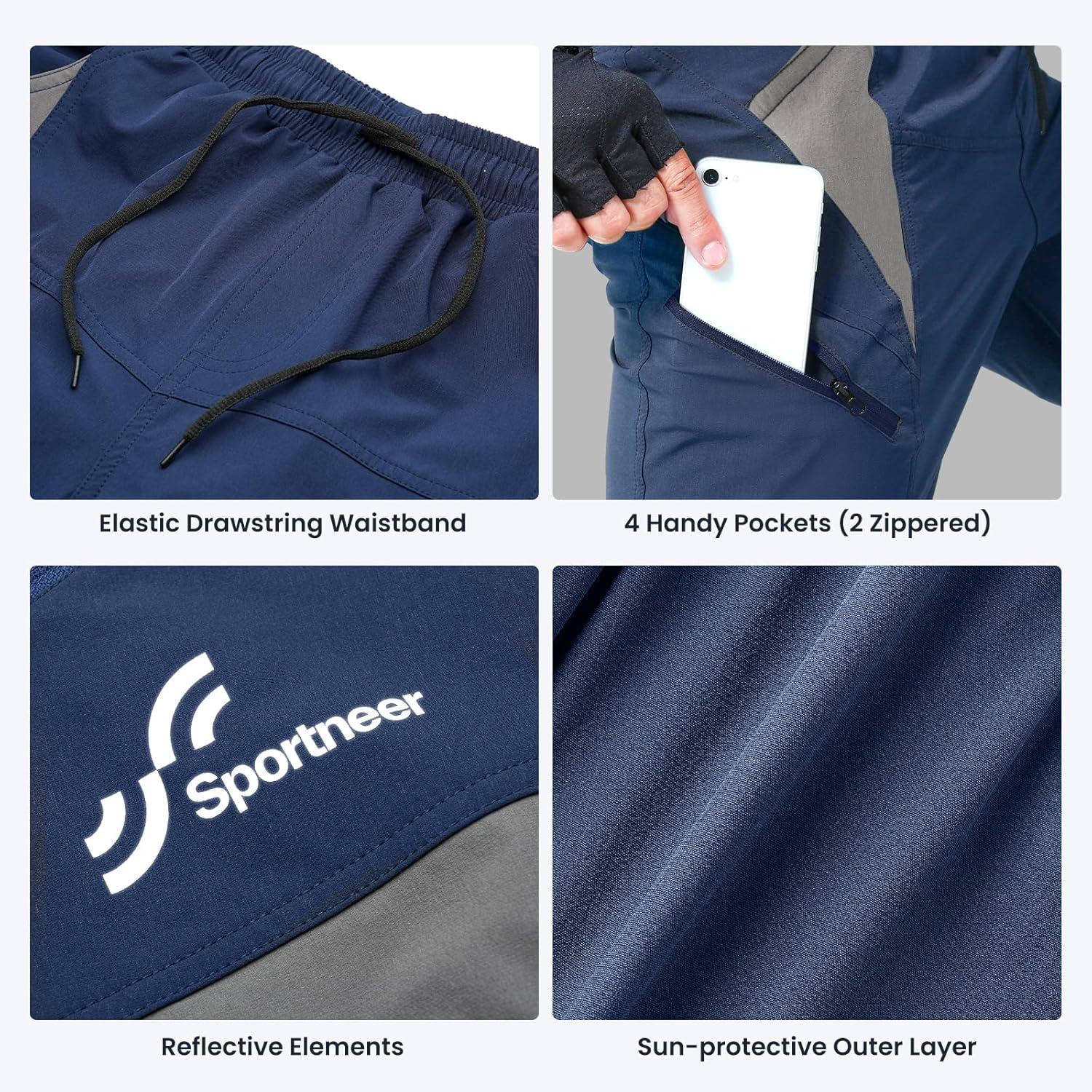 image:imageSportneer Bike Shorts for Men 3D Padded Lightweight Riding Biking Cycling Mountain Bike Shorts for Men with Zipper PocketsBlue