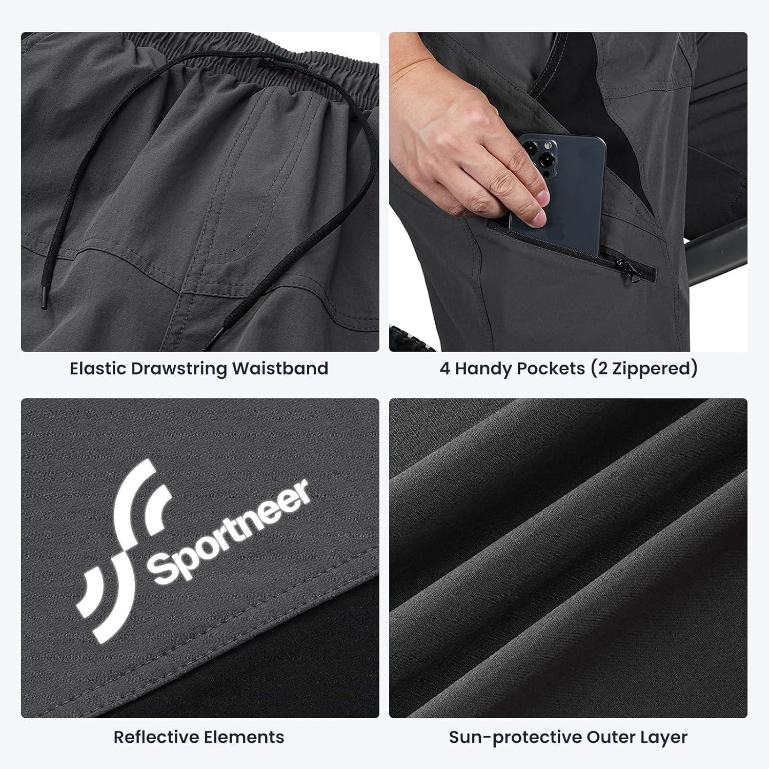 image:imageSportneer Bike Shorts for Men 3D Padded Lightweight Riding Biking Cycling Mountain Bike Shorts for Men with Zipper PocketsDark Grey