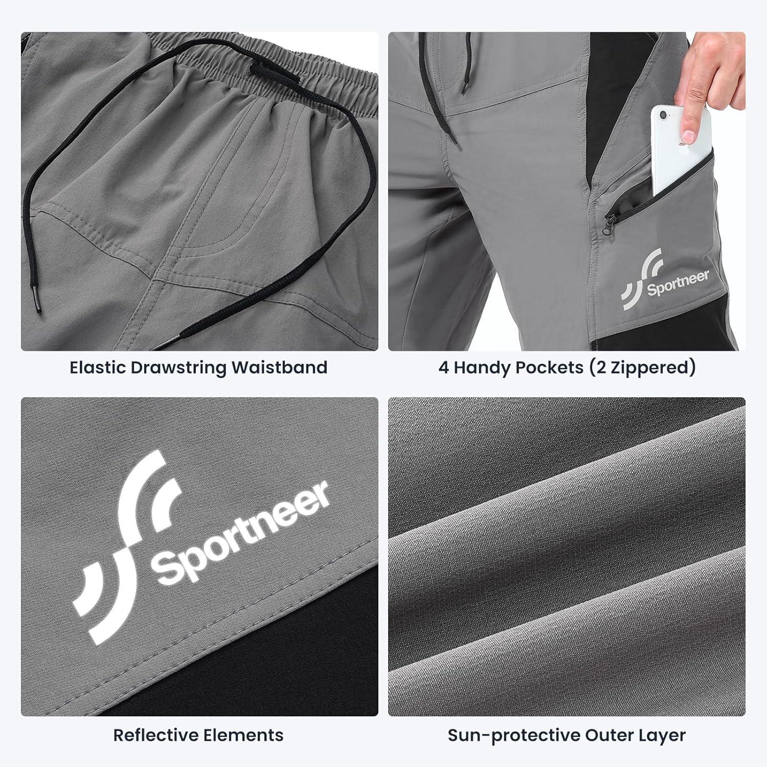 image:imageSportneer Bike Shorts for Men 3D Padded Lightweight Riding Biking Cycling Mountain Bike Shorts for Men with Zipper PocketsLight Grey