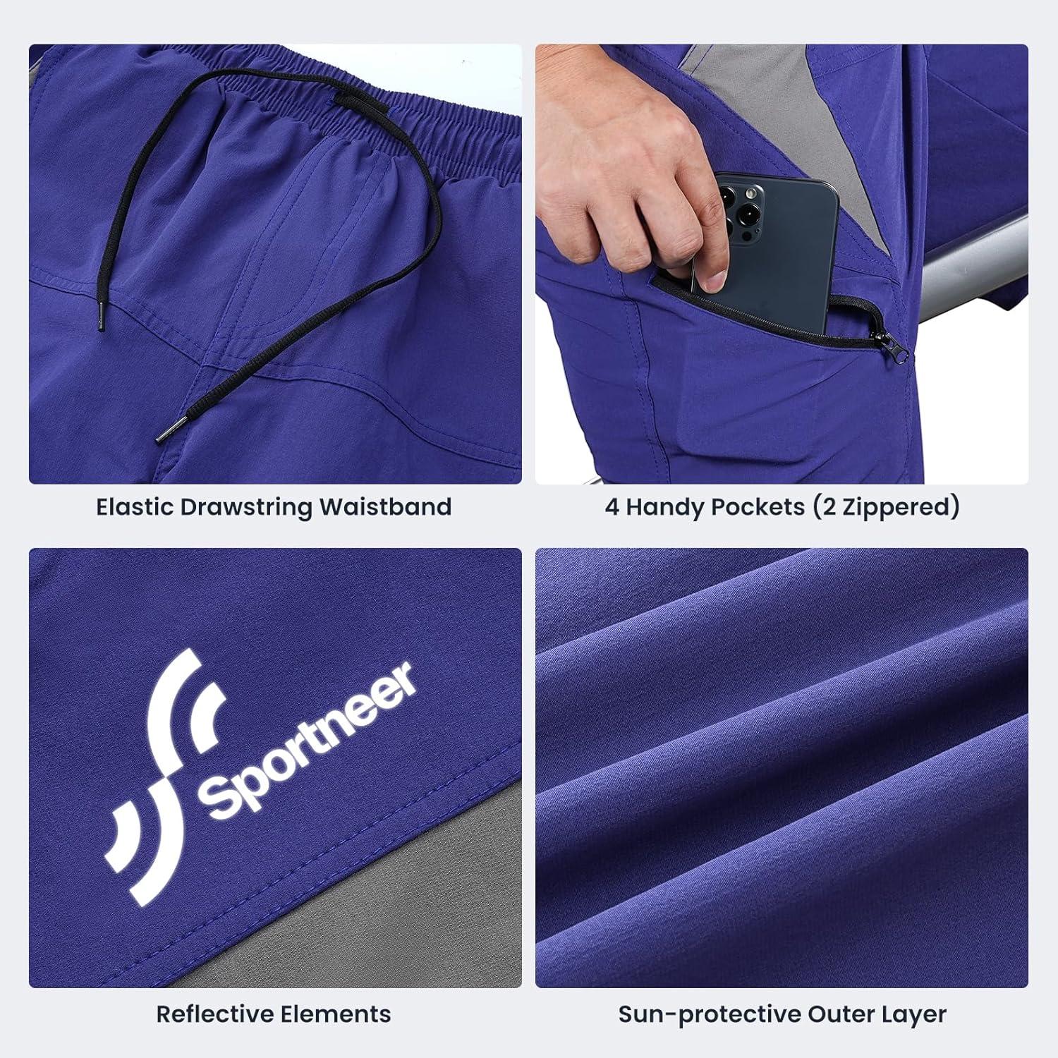 image:imageSportneer Bike Shorts for Men 3D Padded Lightweight Riding Biking Cycling Mountain Bike Shorts for Men with Zipper PocketsNavy Blue