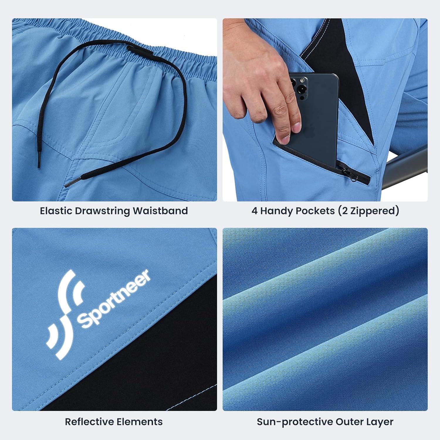 image:imageSportneer Bike Shorts for Men 3D Padded Lightweight Riding Biking Cycling Mountain Bike Shorts for Men with Zipper PocketsTurquoise