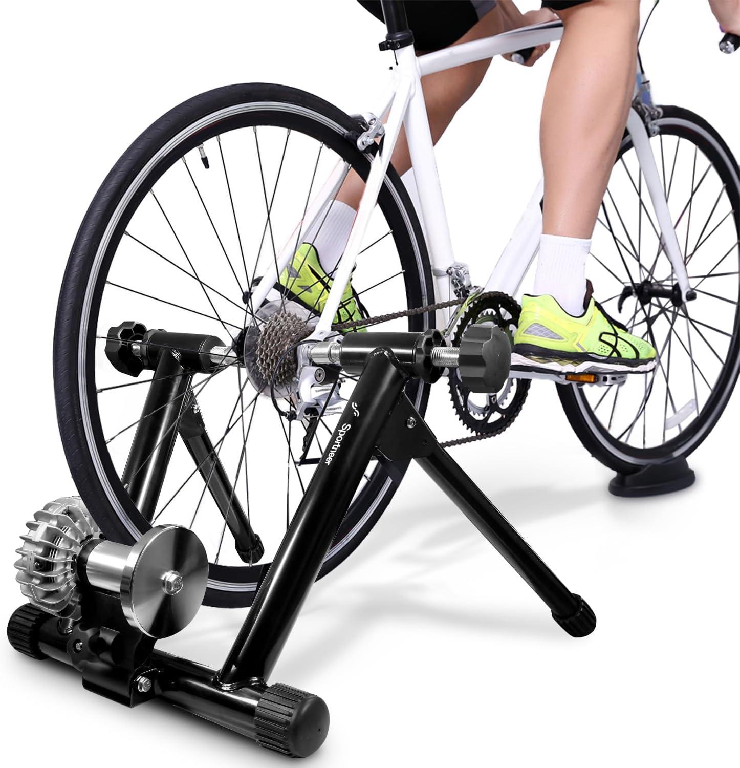 image:imageSportneer Bike Trainer Fluid Stationary Bike Stand for 2629 amp 700C Wheels Auto Resistance Control Bike Trainer Stand for Indoor Riding with Noise Reduction Wheel for Road Bikesfluid roller trainer