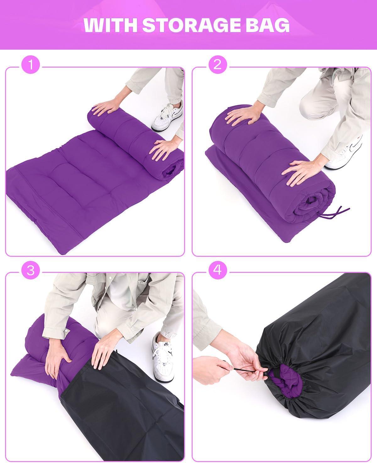 image:imageSportneer Camping Cot 1200D Double Layer Oxford Camping Cots for Adults HeavyDuty Foldable Cots for Camping Travel Tent Day Outdoor amp Home Guest Camping Cots with Mattress Carry Bag amp 2 PocketsBluepurple