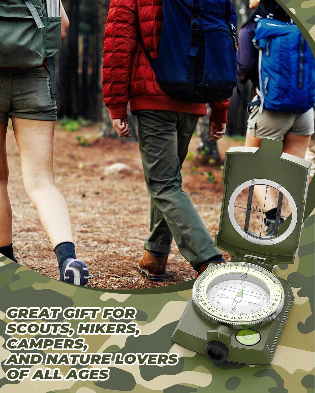 image:imageSportneer Compass Accurate Durable Lightweight Orienteering Compass with Strap and Carrying Case Glow in The Dark Waterproof Hiking Essentials for Camping Backpacking Best Survival Gifts for KidsCamouflage
