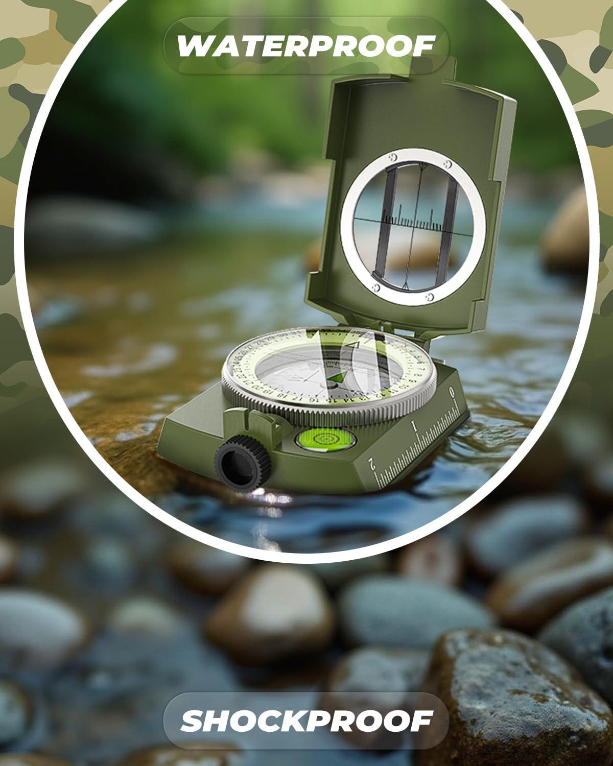 image:imageSportneer Compass Accurate Durable Lightweight Orienteering Compass with Strap and Carrying Case Glow in The Dark Waterproof Hiking Essentials for Camping Backpacking Best Survival Gifts for KidsCamouflage