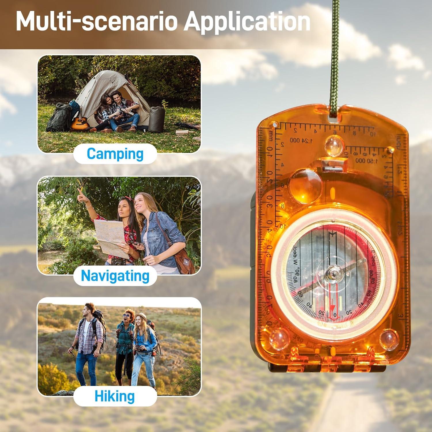 image:imageSportneer Compass Hiking Survival Compass with Mirror Orienteering Compass Boy Scout Compass for Kids Gifts Hiking Camping Backpacking Map NavigationOrange