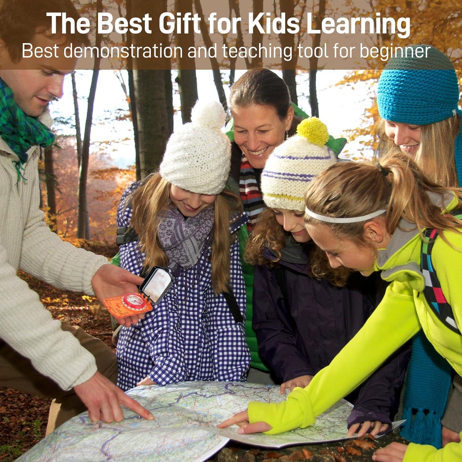 image:imageSportneer Compass Hiking Survival Compass with Mirror Orienteering Compass Boy Scout Compass for Kids Gifts Hiking Camping Backpacking Map NavigationOrange