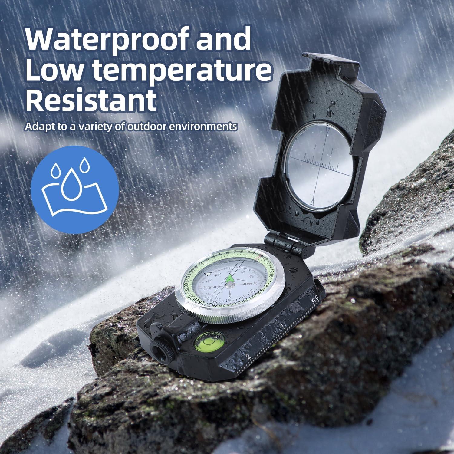 image:imageSportneer Compass Survival Hiking Military Waterproof Lensatic Compass with Inclinometer for Camping Hunting