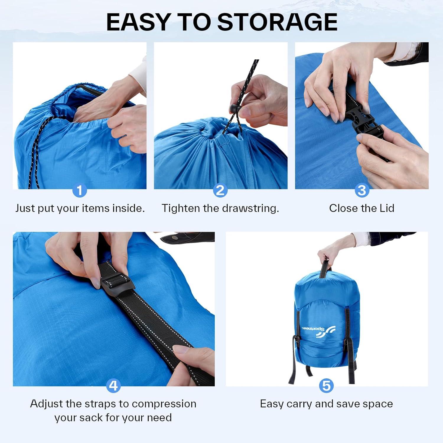 image:imageSportneer Compression Sack 13L20L40L50L Sleeping Bag Stuff Sack TearResistant Ultralight Sleeping Bag Compression SackSpace Saving Gear for Camping Hiking TravelBlue