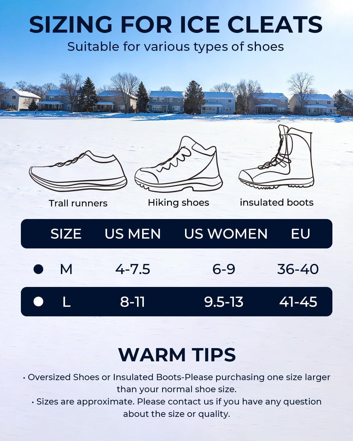 image:imageSportneer Crampons Ice Cleats for Shoes and Boots with 28 Spikes Traction Slipon Stretch Footwear for Walking and Shoveling on Ice and Snow Lightweight for Women and MenGrey