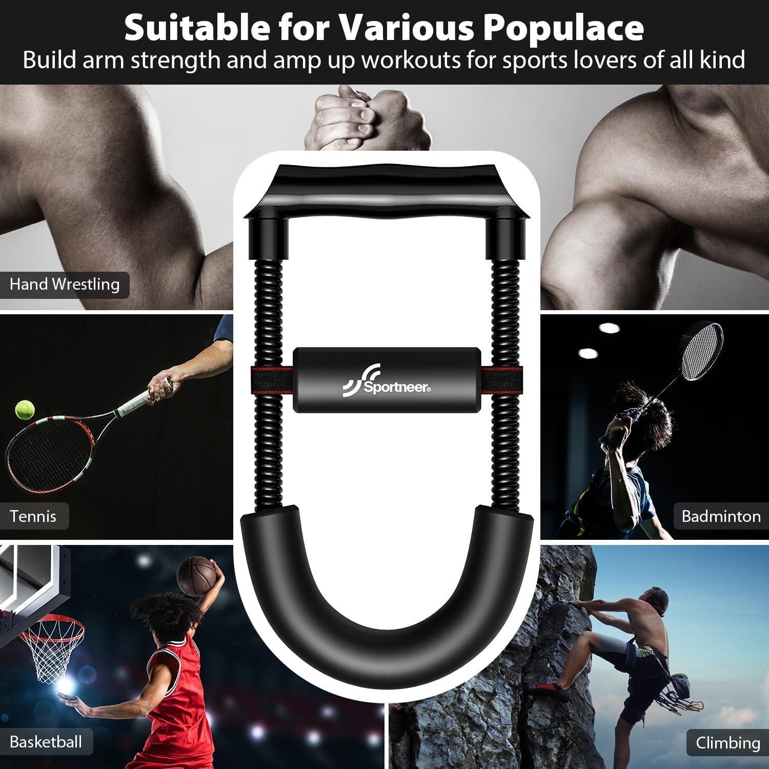 image:imageSportneer Forearm Strengthener Forearm Wrist Strengthener Exerciser with Adjustable Tension for Improving Strength Hand Developer Arm Grip Workout Strength Trainer Home Gym Workout Equipment for Starter and ProTension 7kg155 lbs Length 101