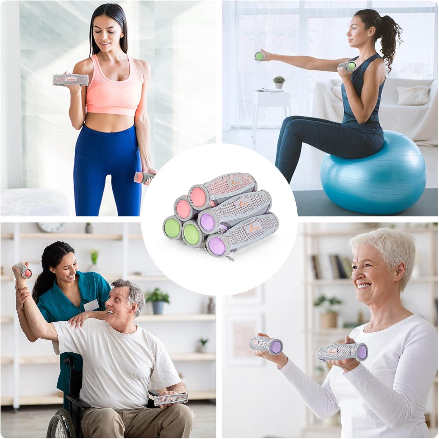 image:imageSportneer Hand Weights for Women Walking Weights Set 6pcs 1lb 2lb 3lb Each Soft Dumbbells with Hand Strap for Home Workout Running Physical Therapy Aerobics