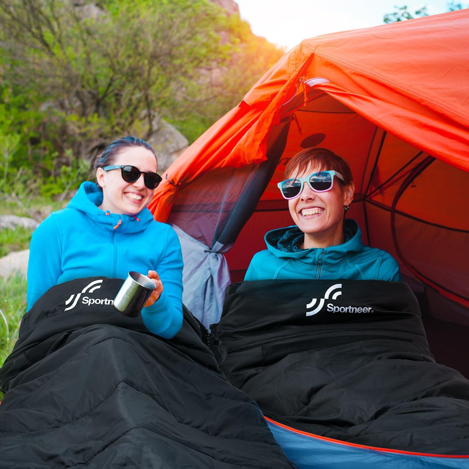 image:imageSportneer Heated Sleeping Bag with 5 Heating Zones Warm Flannel Cold Weather Sleeping Bag for Adults 3 Heat Levels USB Powered Power Bank Not Included Winter Camping amp Outdoor HikingBlack