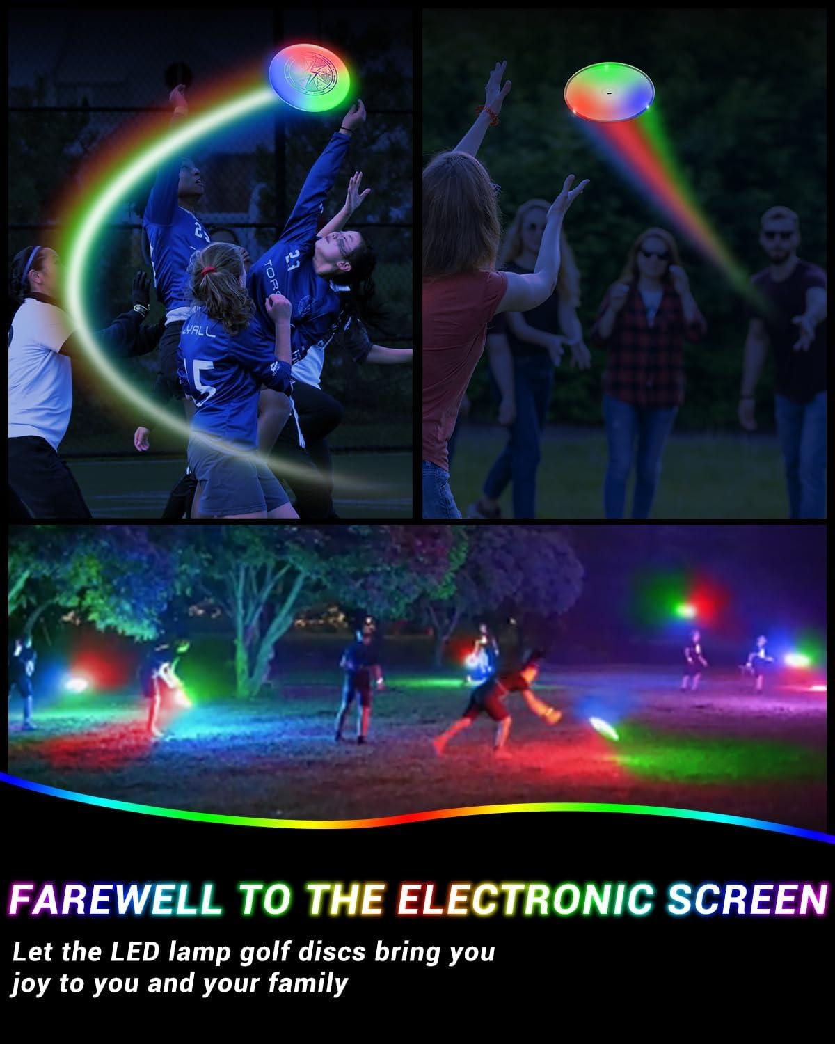 image:imageSportneer LED Flying Disc Light Up Frisbee with 3 Color Modes Motion Sensor Glow Disc USBC Rechargeable 175g HDPE Outdoor Flying Disc for Night Games Beach Camping BackyardHot Stamping 1 pack