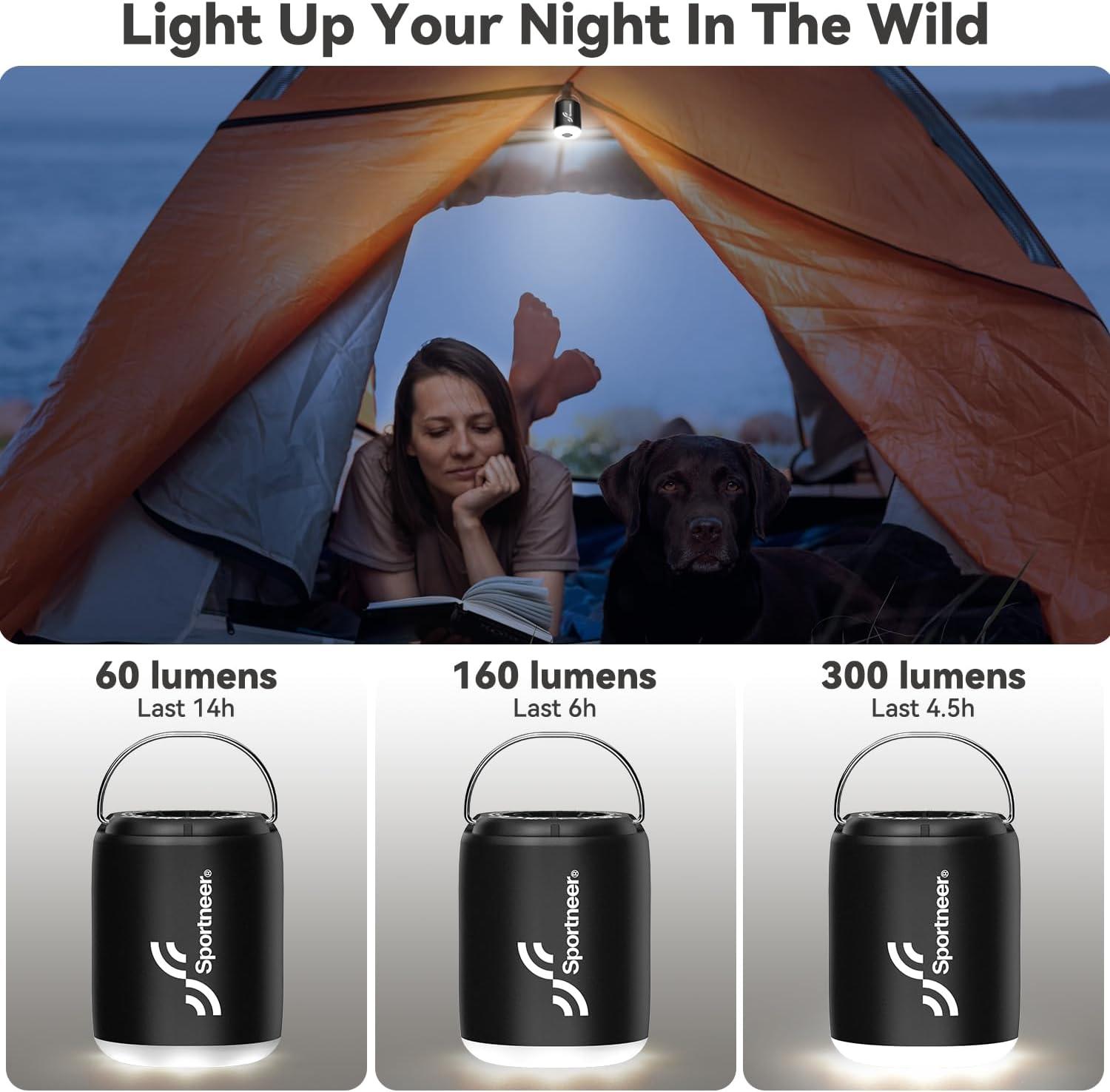 image:imageSportneer Mini Air Pump 1600mAh Rechargeable Air Pump for Inflatables with Hook Magnetic and Light Function Air Mattress Pump for Pool Floats Sleeping Pads Swimming Ring Vacuum Storage BagsBlack