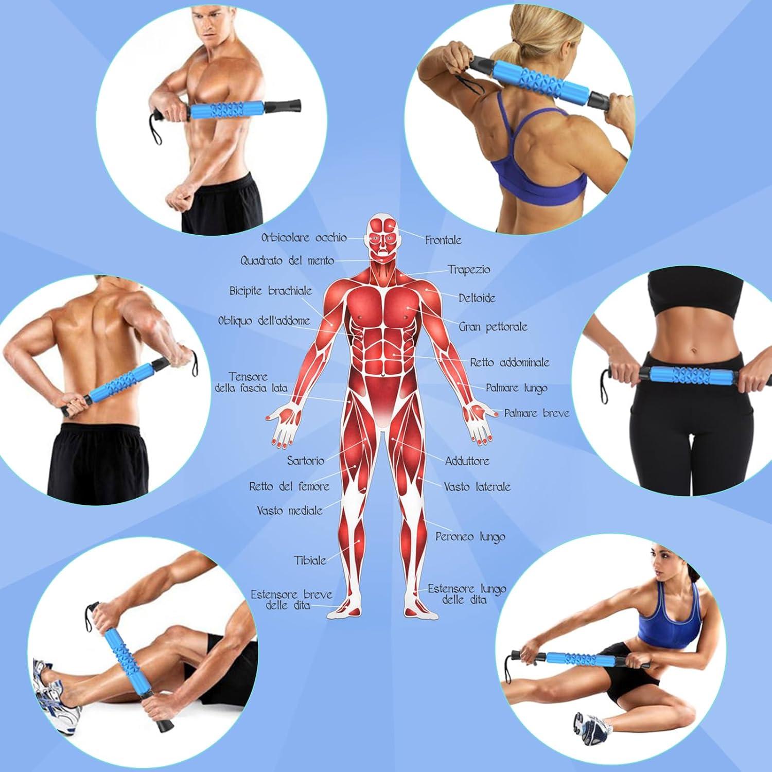 image:imageSportneer Muscle Roller Stick Handheld EVA Foam Massage Stick for Athletes and Runners Relief Muscle Soreness Cramping and Tightness Help Legs and Back Recovery