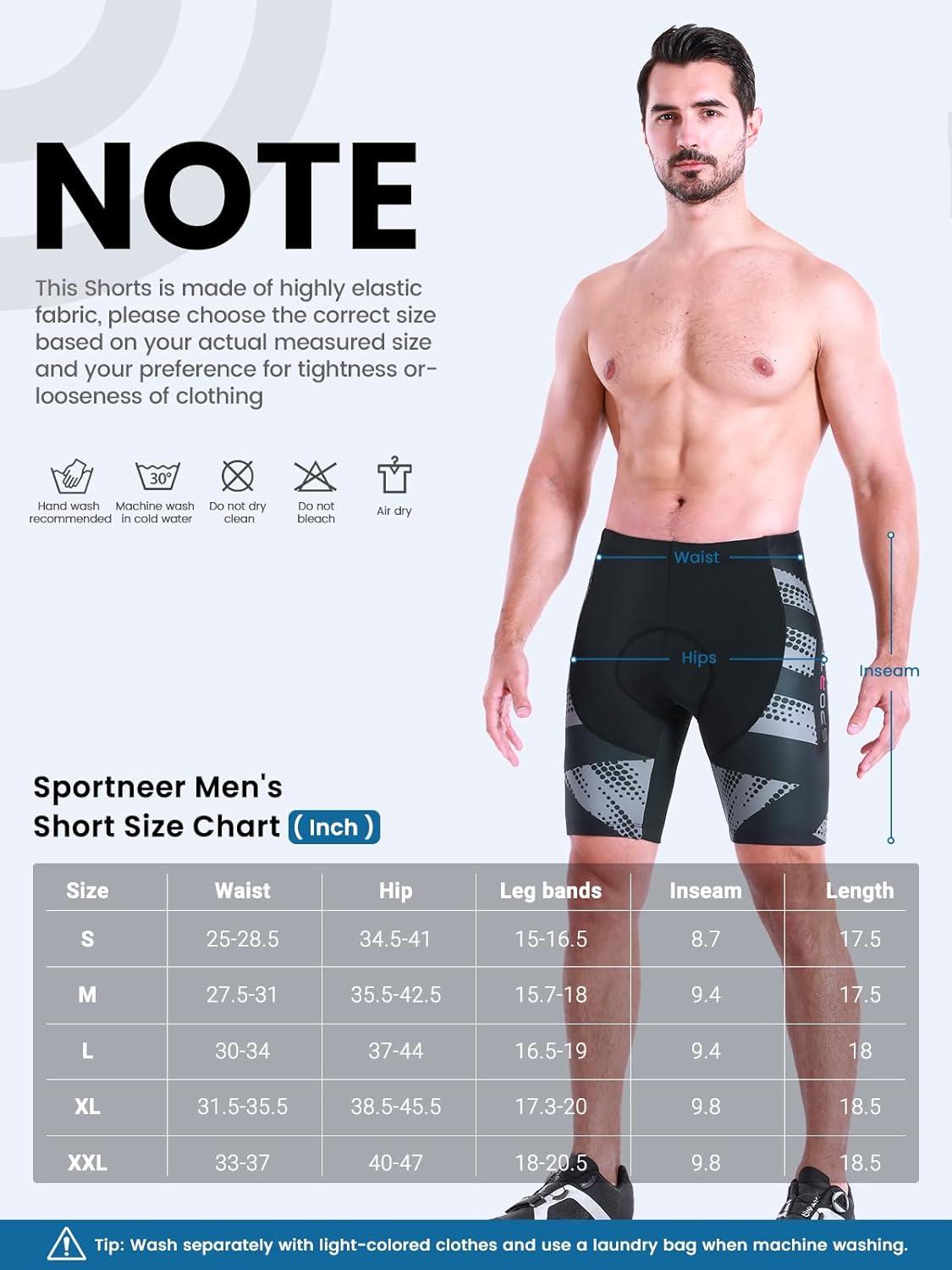 image:imageSportneer Padded Bike Shorts for Men 4D Padding Mens Bicycle Cycling Biking Clothing Shorts Breathable and AbsorbentGrey