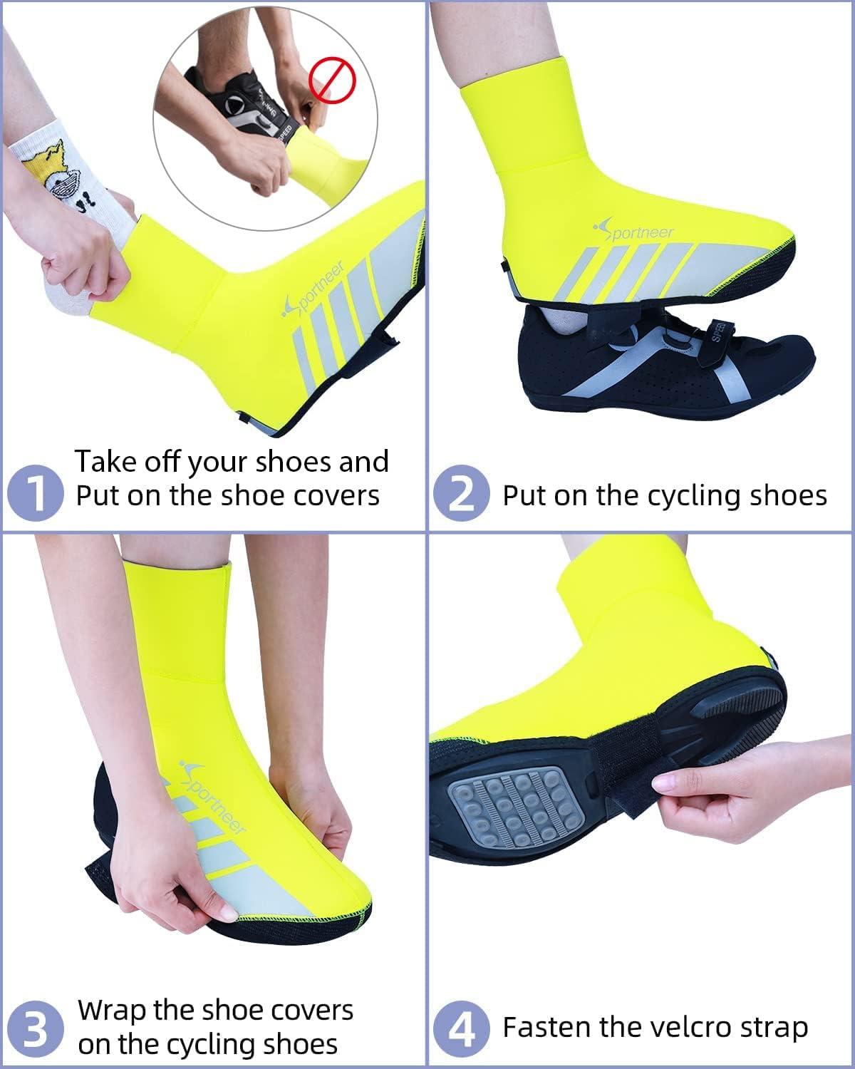 image:imageSportneer Shoe Covers Neoprene Waterproof and Windproof Shoes Covers for Rain Winter Thermal Warmers Overshoes Bike Shoe Cover for Road Bike Mountain Bike No Zip Closure Design Large