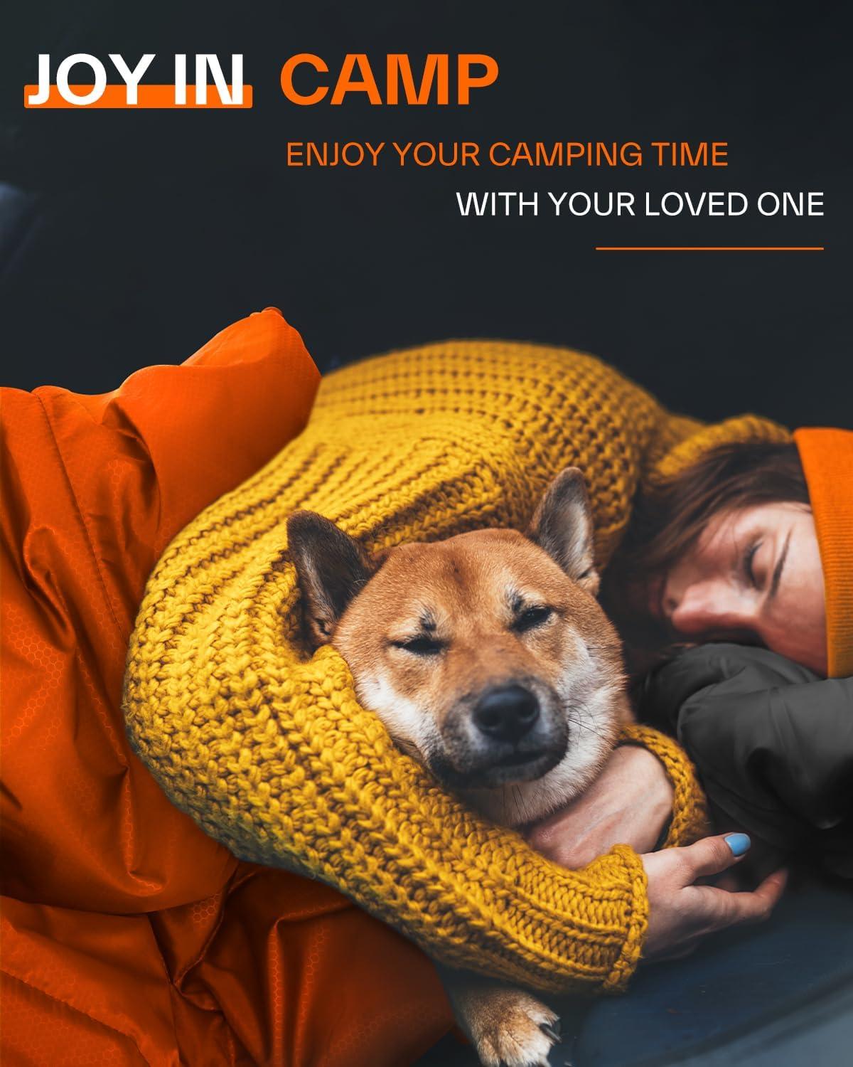 image:imageSportneer Sleeping Bag 3 Seasons Warm Cold Weather Sleeping Bags for Adults Kids Boys Girls with Compression Sack Lightweight Camping Essentials Gear Accessories Backpacking HikingOrange