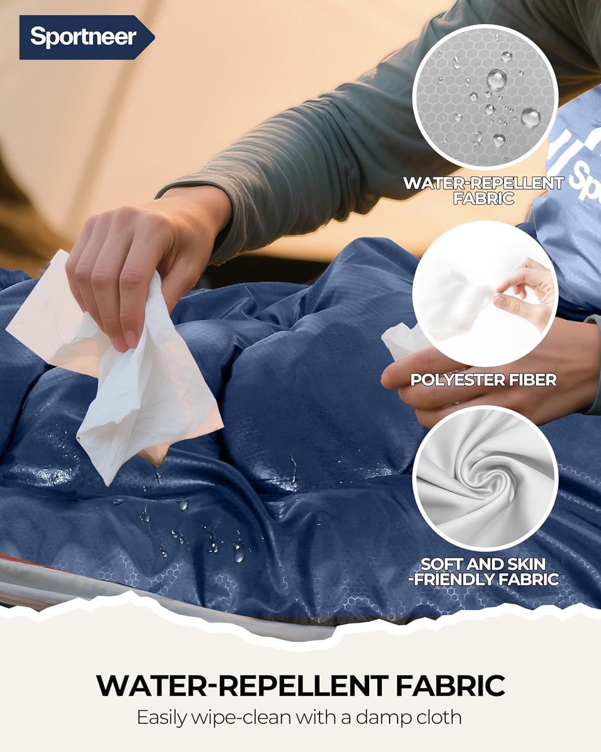 image:imageSportneer Sleeping Bag for Adults amp Kids Cold Weather amp Warm Waterproof Camping Sleeping Bag Compact Portable for Camping Hiking amp TravelDark Blue Light Blue