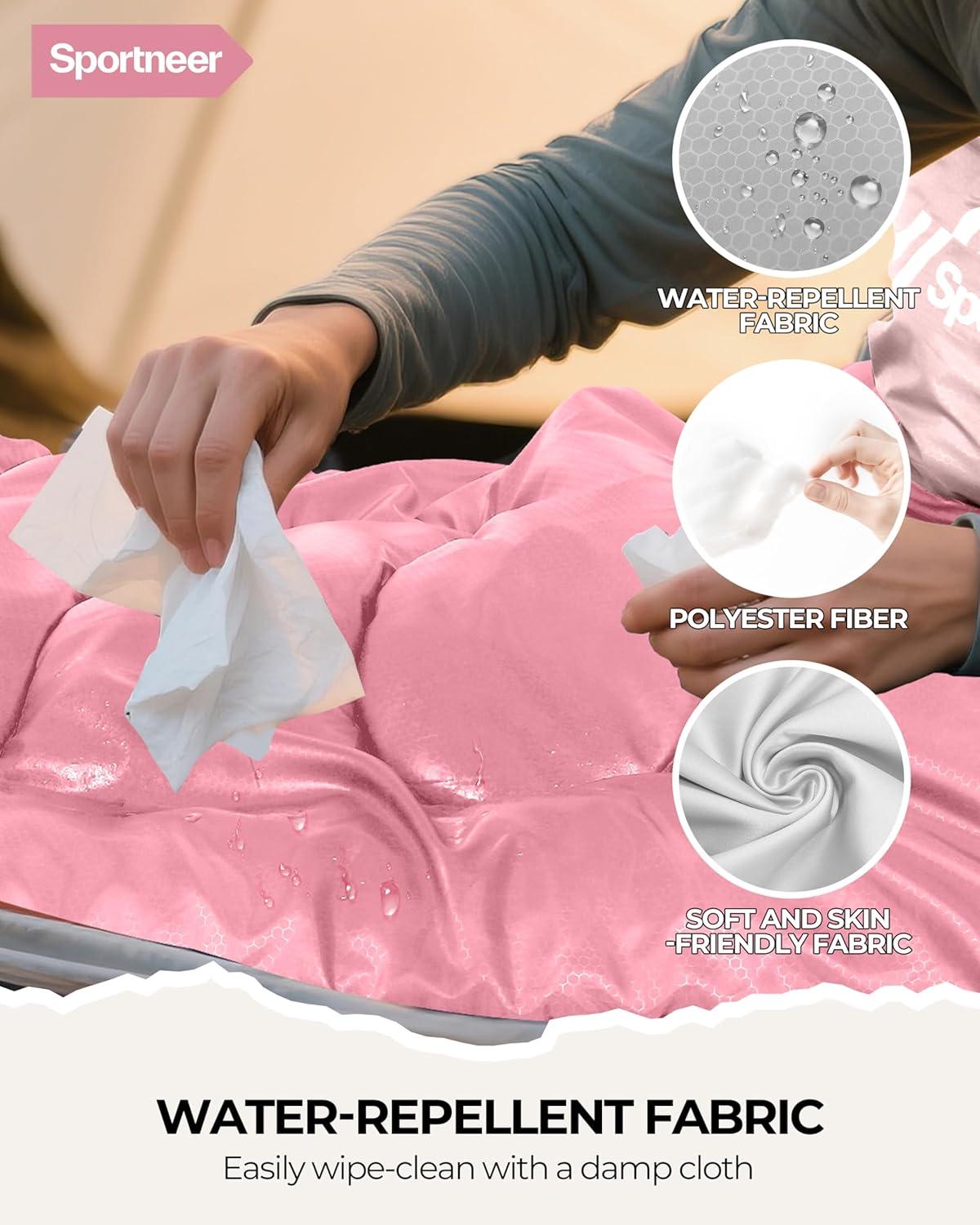image:imageSportneer Sleeping Bag for Adults amp Kids Cold Weather amp Warm Waterproof Camping Sleeping Bag Compact Portable for Camping Hiking amp TravelPink Light Pink