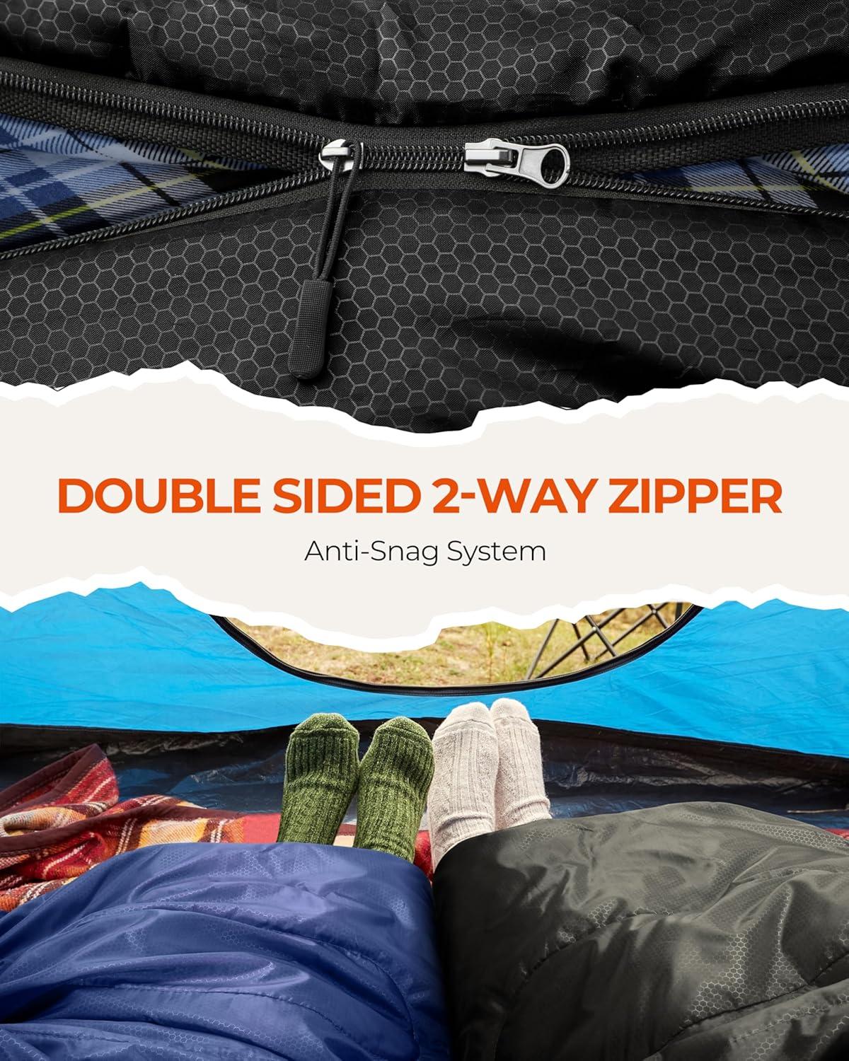 image:imageSportneer Sleeping Bags for Adults 0 Degree Sleeping Bag XL Flannel Winter Cold Weather Sleeping Bag with Detachable Hood Compression Sack for Camping Backpacking HikingBlack