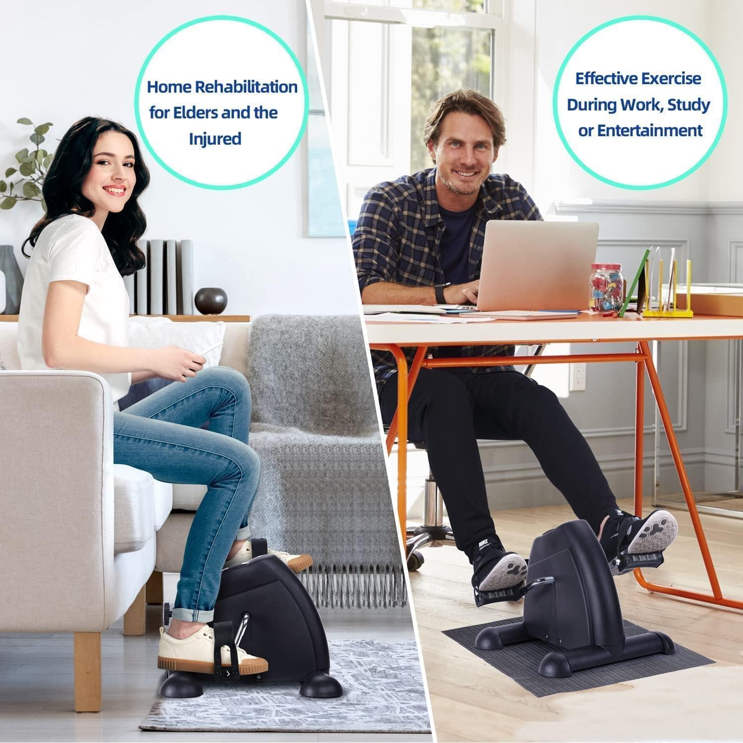 image:imageSportneer Under Desk Bike Pedal Exerciser Mini Exercise Bike Portable Peddler Sitting for Seniors with LCD Display Arm amp Leg Bike Pedals Exerciser with AntiSkid Mat for Home OfficeBlack