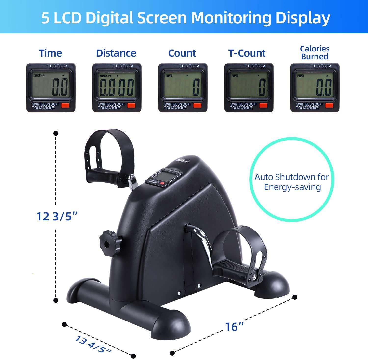 image:imageSportneer Under Desk Bike Pedal Exerciser Mini Exercise Bike Portable Peddler Sitting for Seniors with LCD Display Arm amp Leg Bike Pedals Exerciser with AntiSkid Mat for Home OfficeBlack