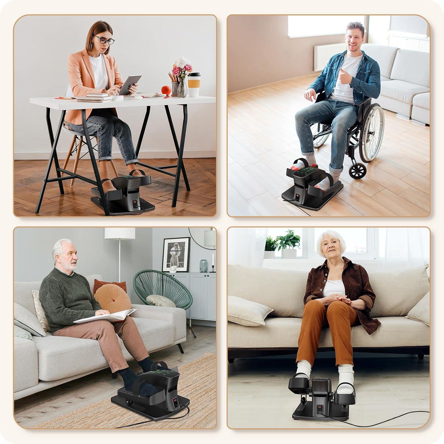 image:imageSportneer Under Desk Elliptical Training Machines Pedal Exerciser Electric 2 in 1 Auto or Manual with 12 Adjustable Speeds Portable Under Desk Bike Leg Exerciser While Sitting with Remote Control