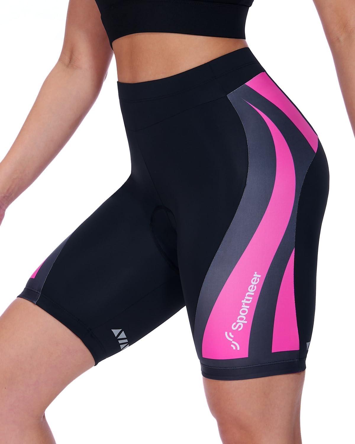 image:imageSportneer Women Padded Bike Shorts Bicycle Cycling Shorts for Womens Biking 4D Gel Padding for Mountain Bike and Road BikeBlackpink