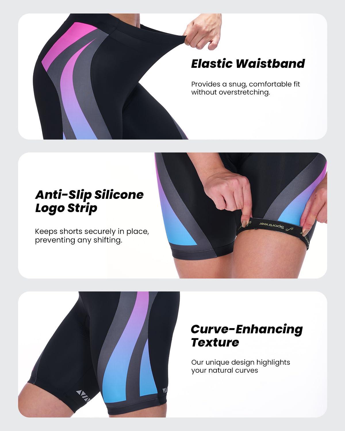 image:imageSportneer Women Padded Bike Shorts Bicycle Cycling Shorts for Womens Biking 4D Gel Padding for Mountain Bike and Road BikeMulticolor