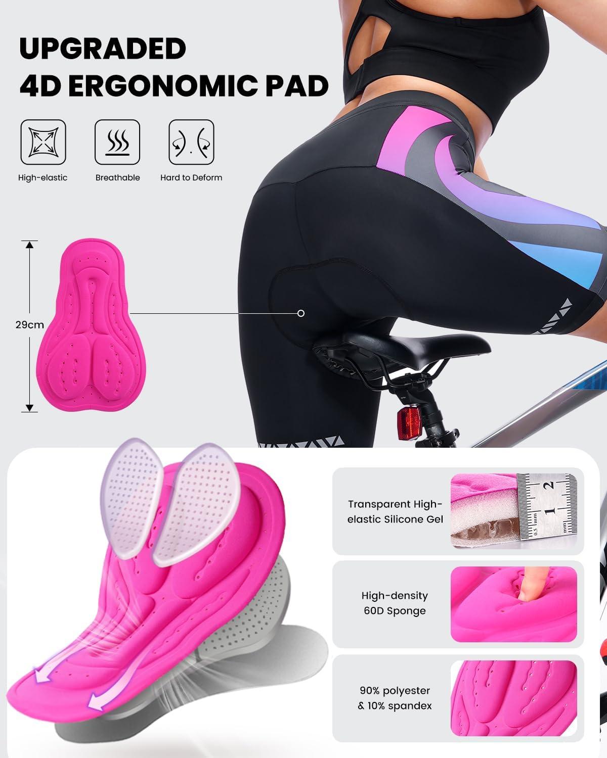 image:imageSportneer Women Padded Bike Shorts Bicycle Cycling Shorts for Womens Biking 4D Gel Padding for Mountain Bike and Road BikeMulticolor
