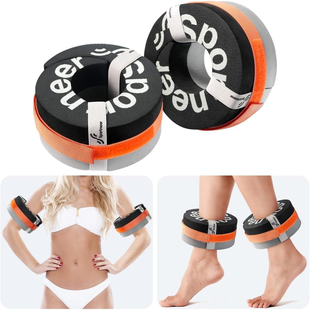 image:imageFoam Aquatic Cuffs Exercise Equipment Sportneer Water Aerobics Float Ring with Adjustable Webbing Pool Exercise Workout Set Water Ankle RingGrey