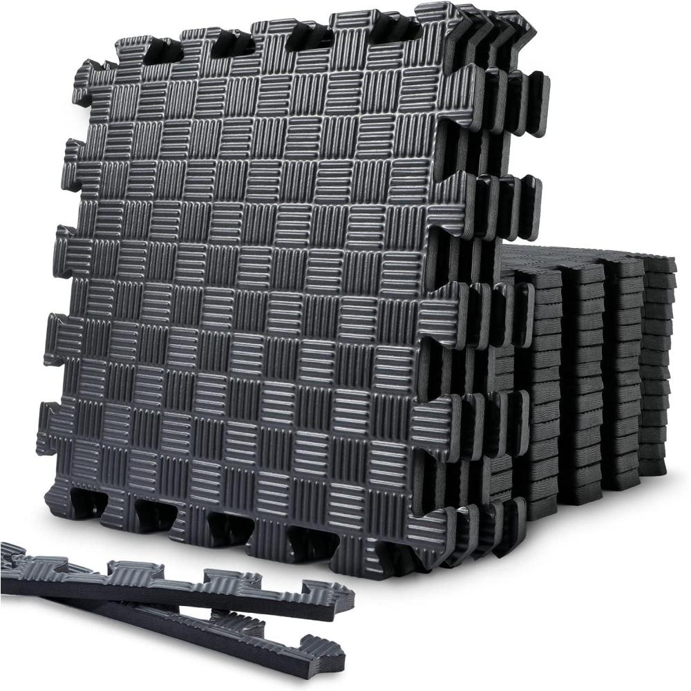 image:imageGym Flooring Puzzle Exercise Mats Sportneer 12 Thick 12 x 12 Interlocking Floor Mats EVA Foam Exercise Tiles for Home Gym Fitness Equipments with Border Waterproof Workout AntiSlip Mat 12 Sqft174 Sqft