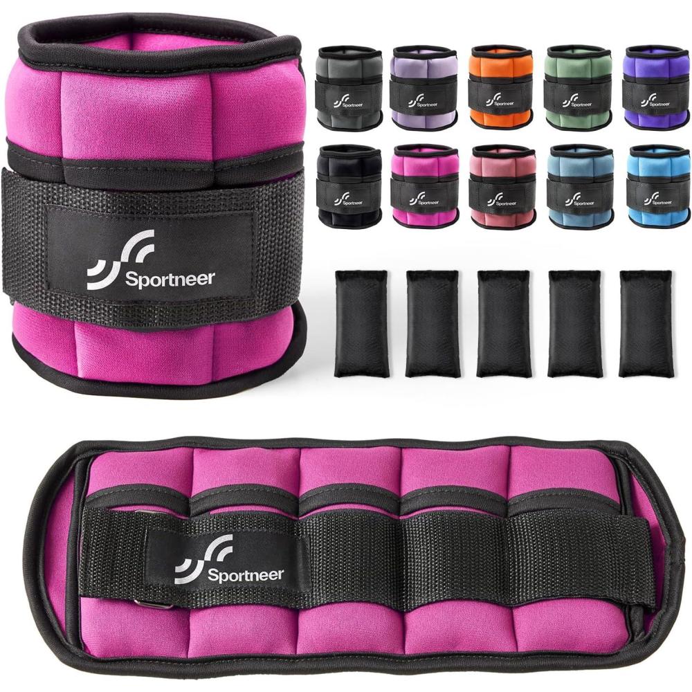 image:imageSportneer Adjustable Ankle Weights Set  1 Pair 210 lbs Removable Sandbags for Women amp Men Comfortable Neoprene Leg Weights for Walking Running Pilates Yoga Home Workout amp Physical TherapyPink