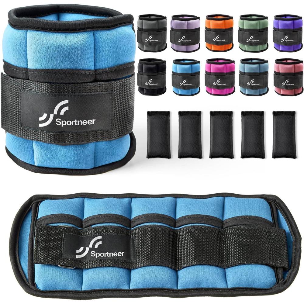 image:imageSportneer Adjustable Ankle Weights Set  1 Pair 210 lbs Removable Sandbags for Women amp Men Comfortable Neoprene Leg Weights for Walking Running Pilates Yoga Home Workout amp Physical TherapyBlue